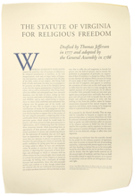 The Statute of Virginia for Religious Freedom